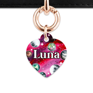 Bailey And Bone Pet ID Tags Heart / Rose Gold Crimson Galaxy Pet Tag