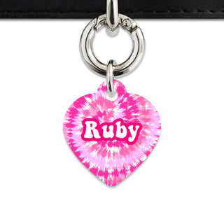 Bailey And Bone Pet ID Tags Heart / Silver Pink Tie Dye Pet Tag