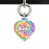 Bailey And Bone Pet ID Tags Heart / Silver Rainbow Tie Dye Pet Tag