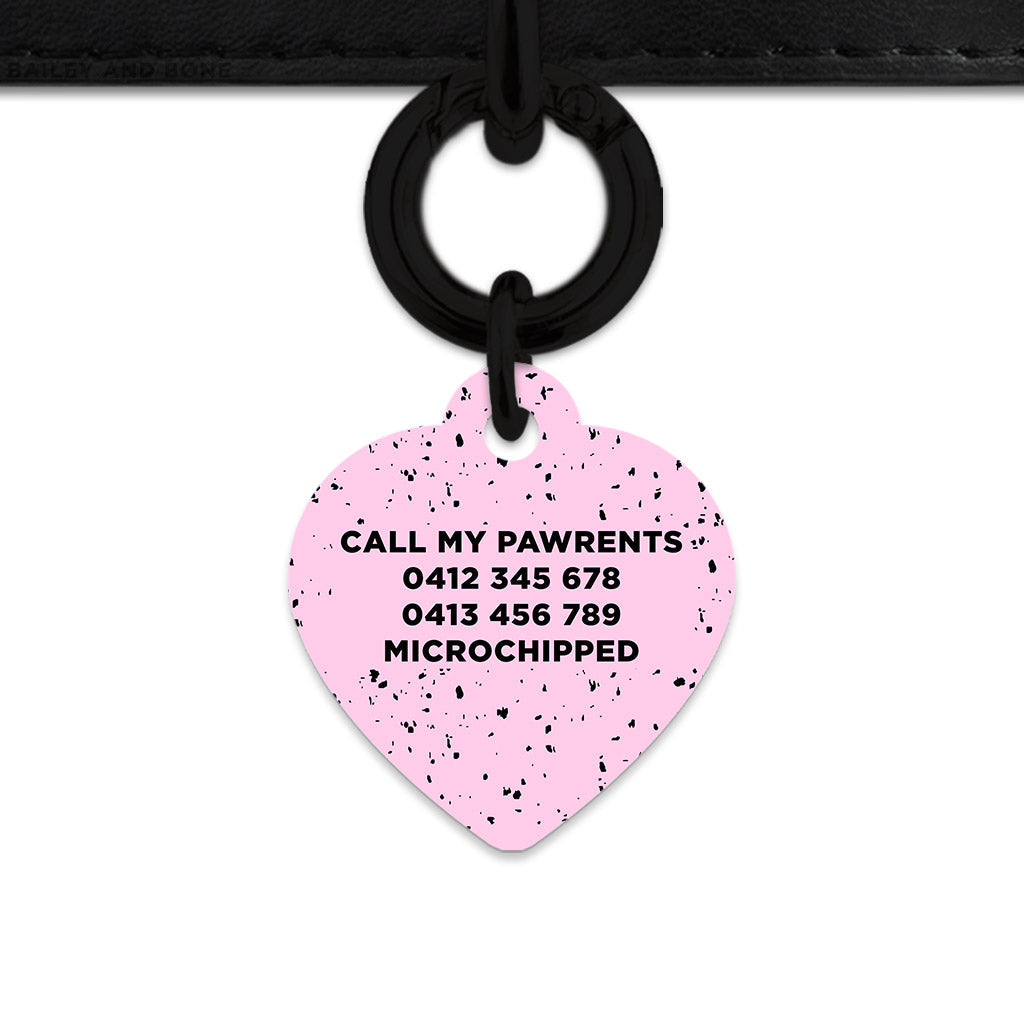 Bailey And Bone Pet ID Tags Light Pink And Black Speck Pet Tag