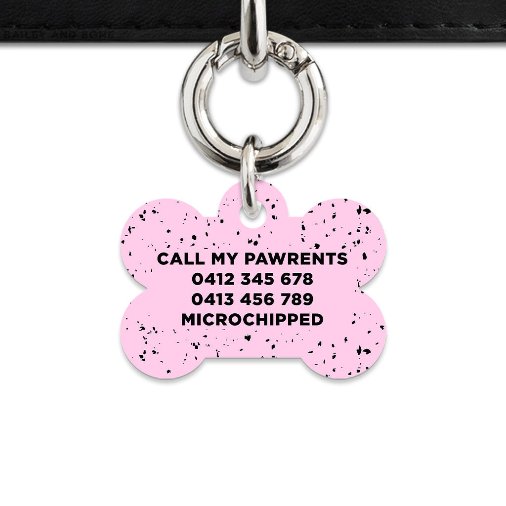 Bailey And Bone Pet ID Tags Light Pink And Black Speck Pet Tag