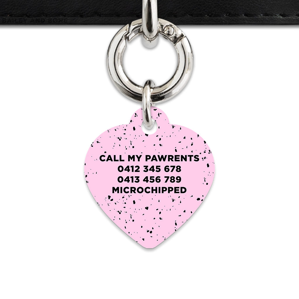 Bailey And Bone Pet ID Tags Light Pink And Black Speck Pet Tag