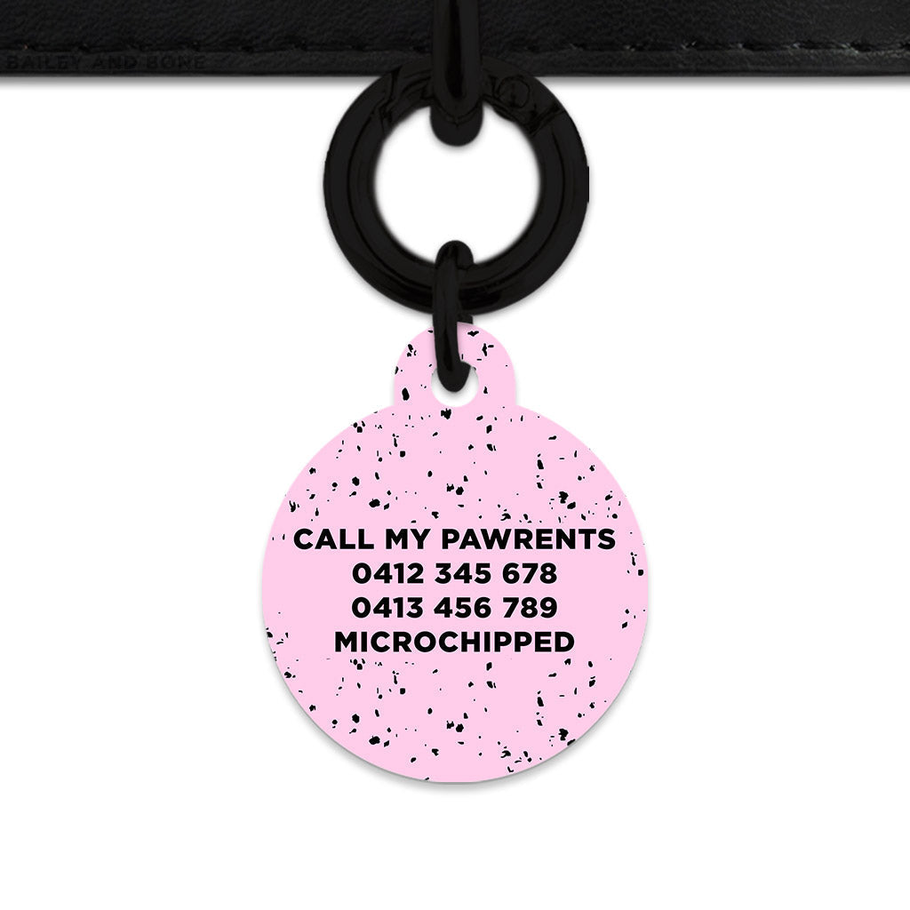 Bailey And Bone Pet ID Tags Light Pink And Black Speck Pet Tag