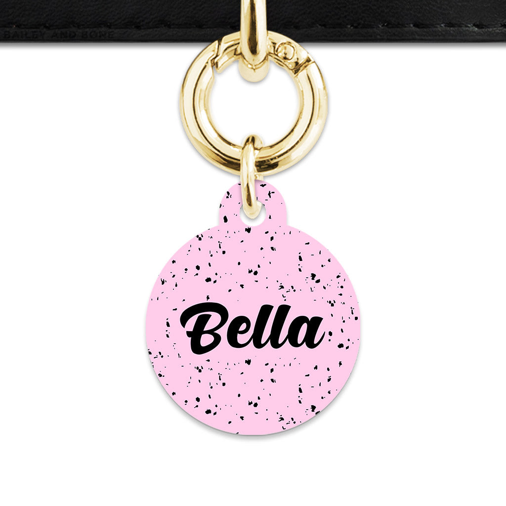 Bailey And Bone Pet ID Tags Light Pink And Black Speck Pet Tag