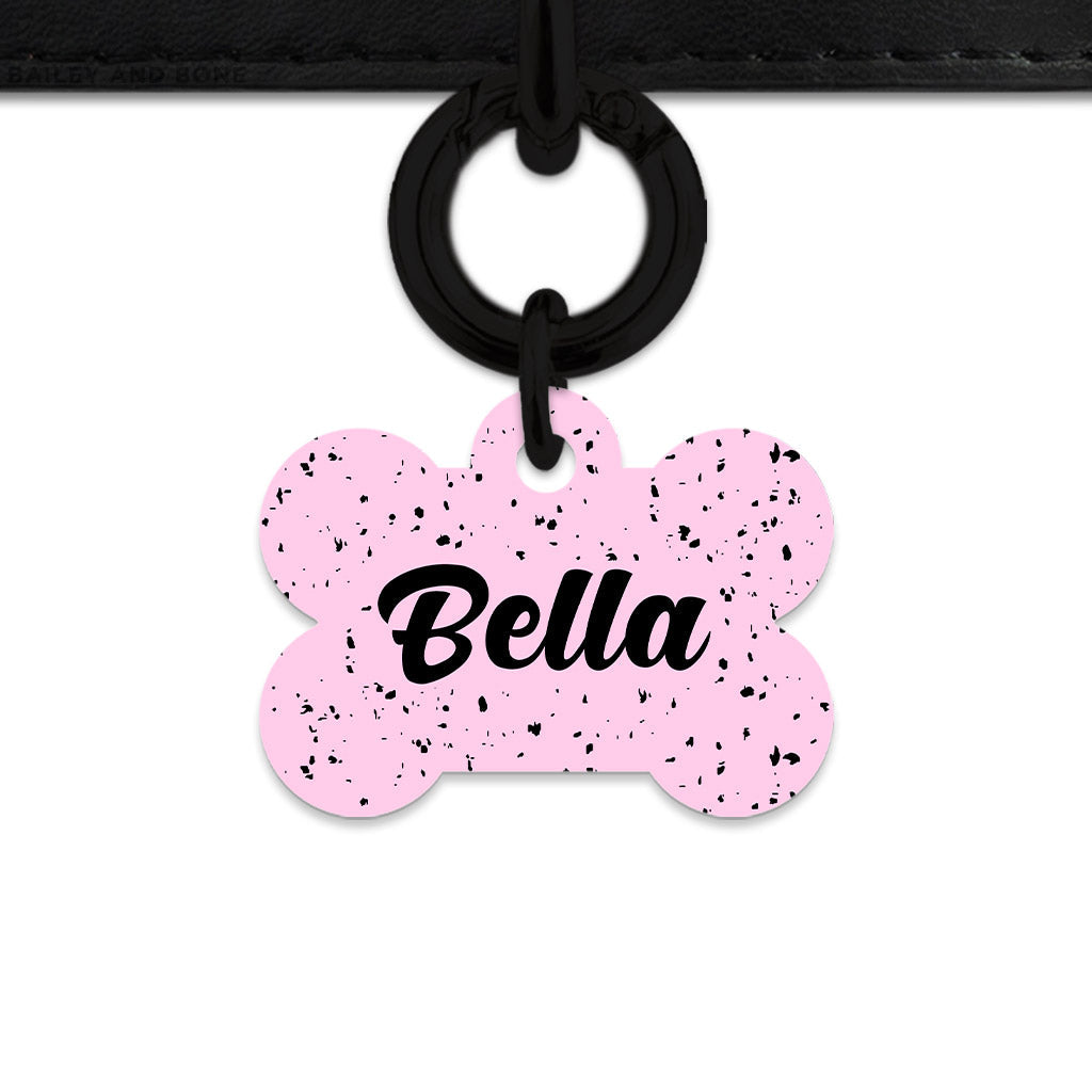 Bailey And Bone Pet ID Tags Light Pink And Black Speck Pet Tag