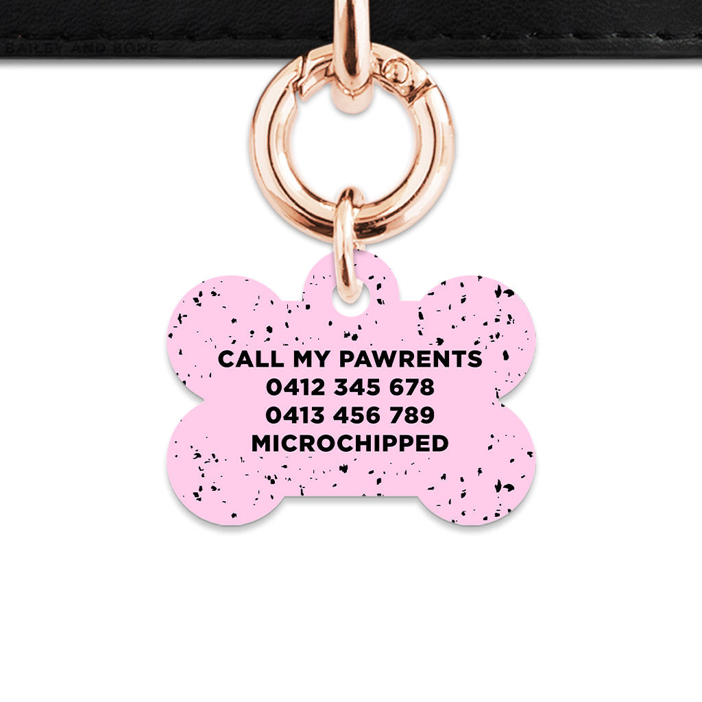 Bailey And Bone Pet ID Tags Light Pink And Black Speck Pet Tag