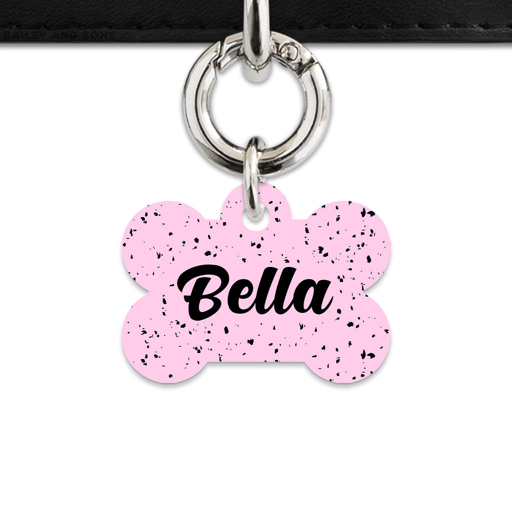 Bailey And Bone Pet ID Tags Light Pink And Black Speck Pet Tag