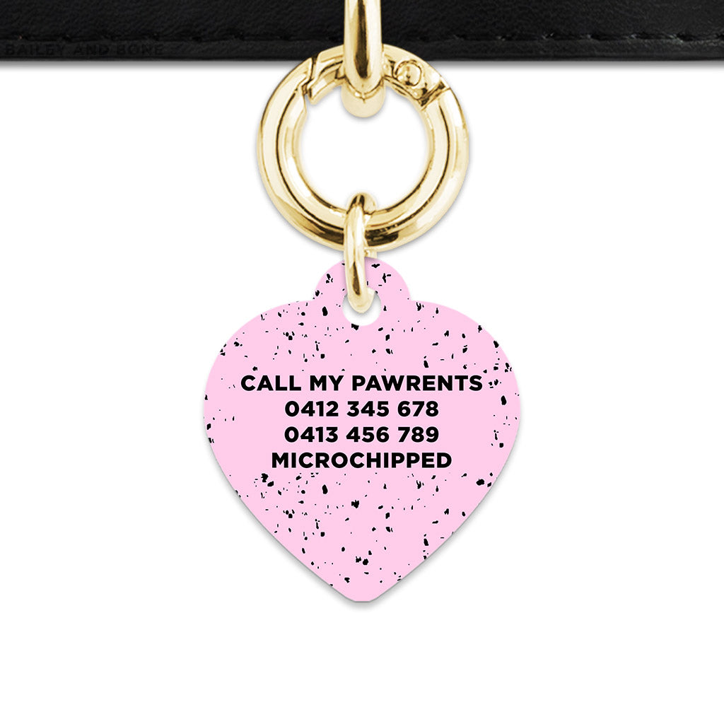 Bailey And Bone Pet ID Tags Light Pink And Black Speck Pet Tag