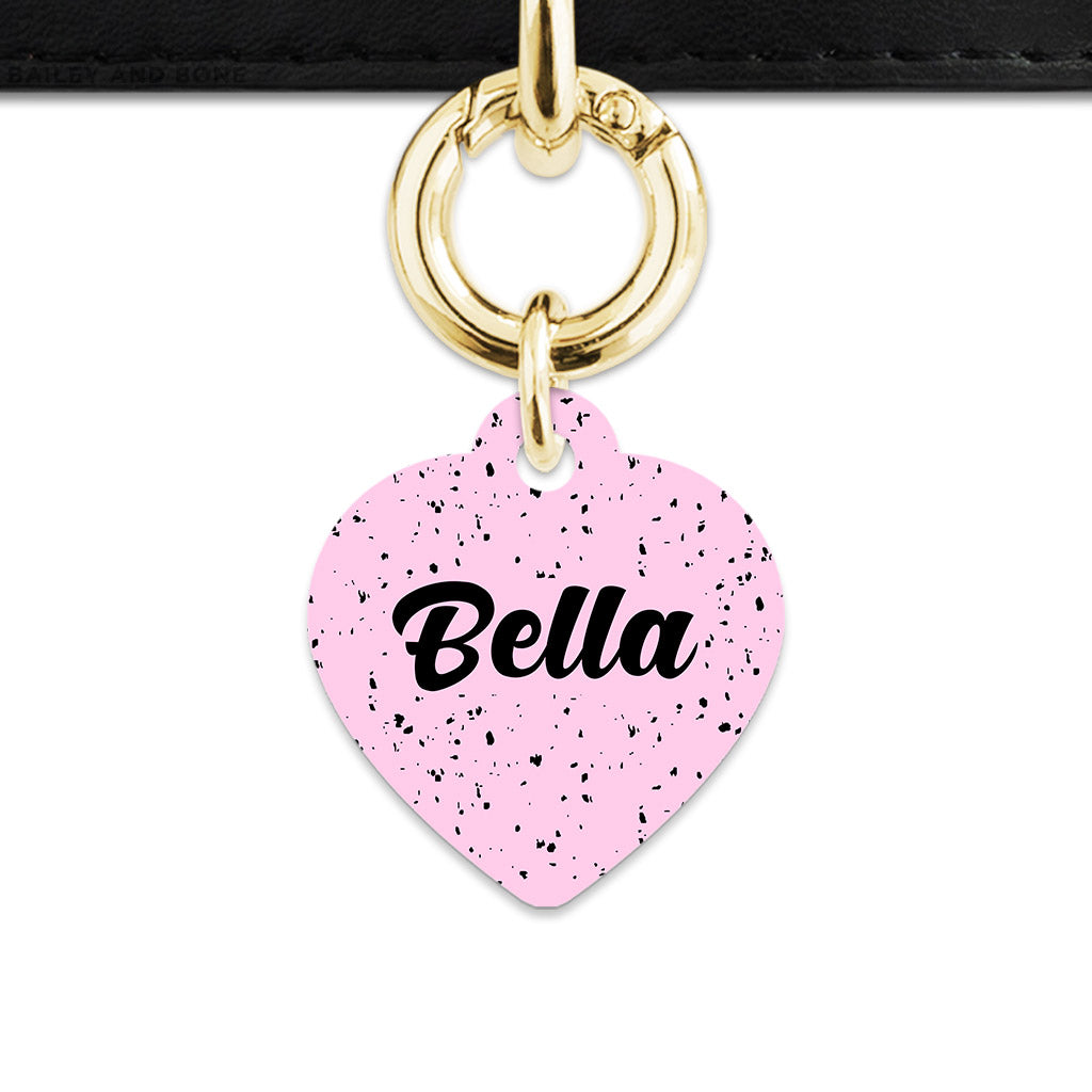 Bailey And Bone Pet ID Tags Light Pink And Black Speck Pet Tag