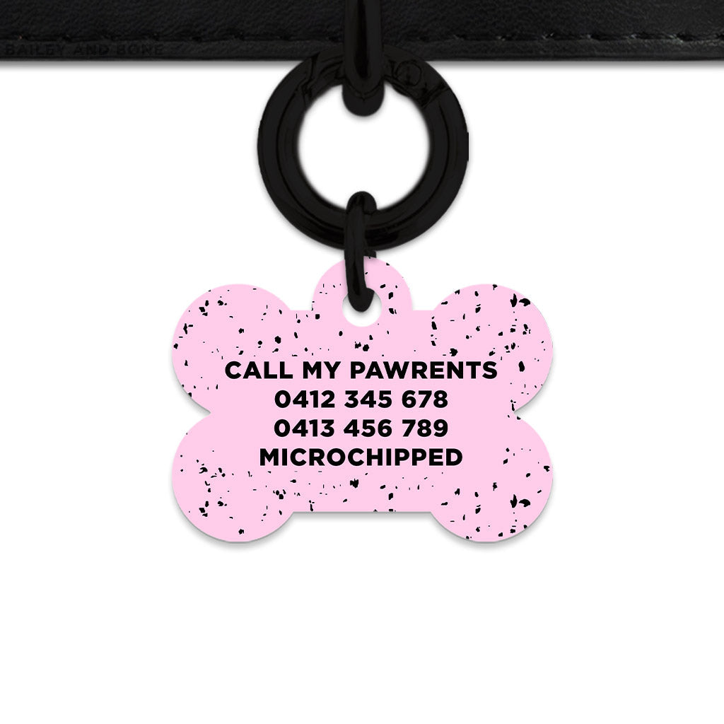 Bailey And Bone Pet ID Tags Light Pink And Black Speck Pet Tag