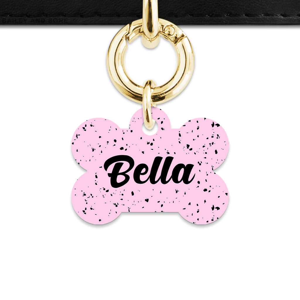 Bailey And Bone Pet ID Tags Light Pink And Black Speck Pet Tag