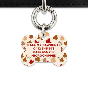 Bailey And Bone Pet ID Tags Maple Leaves Pet Tag