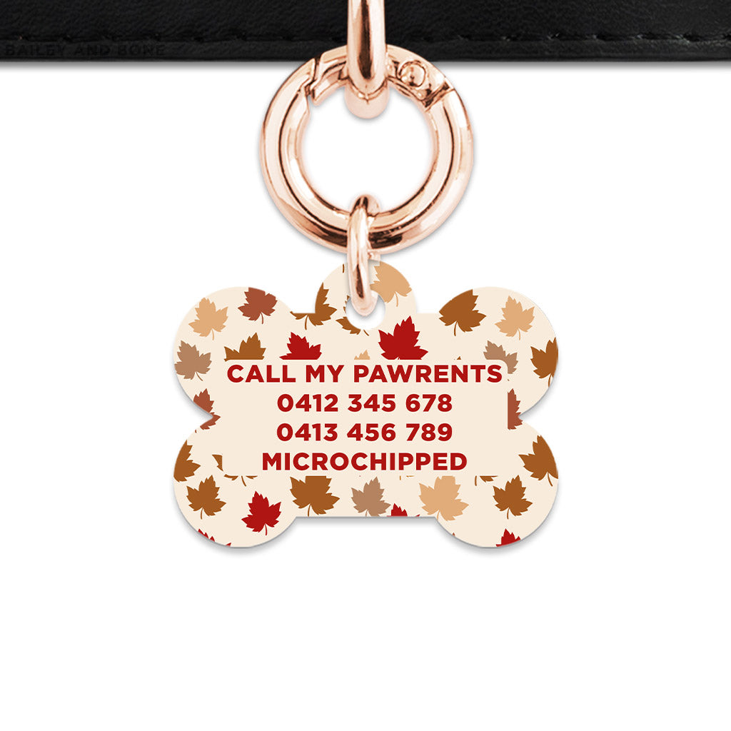 Bailey And Bone Pet ID Tags Maple Leaves Pet Tag