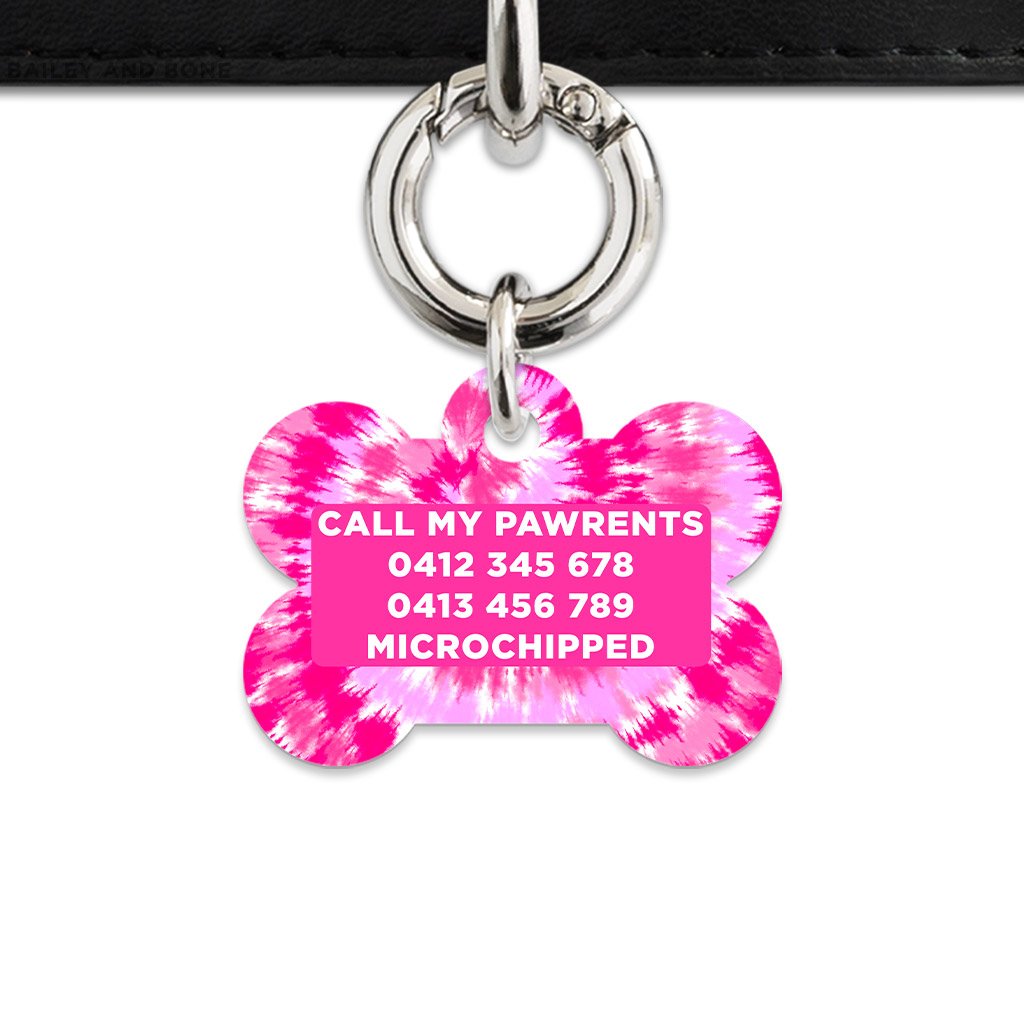 Bailey And Bone Pet ID Tags Pink Tie Dye Pet Tag