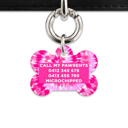 Bailey And Bone Pet ID Tags Pink Tie Dye Pet Tag