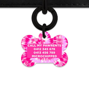 Bailey And Bone Pet ID Tags Pink Tie Dye Pet Tag