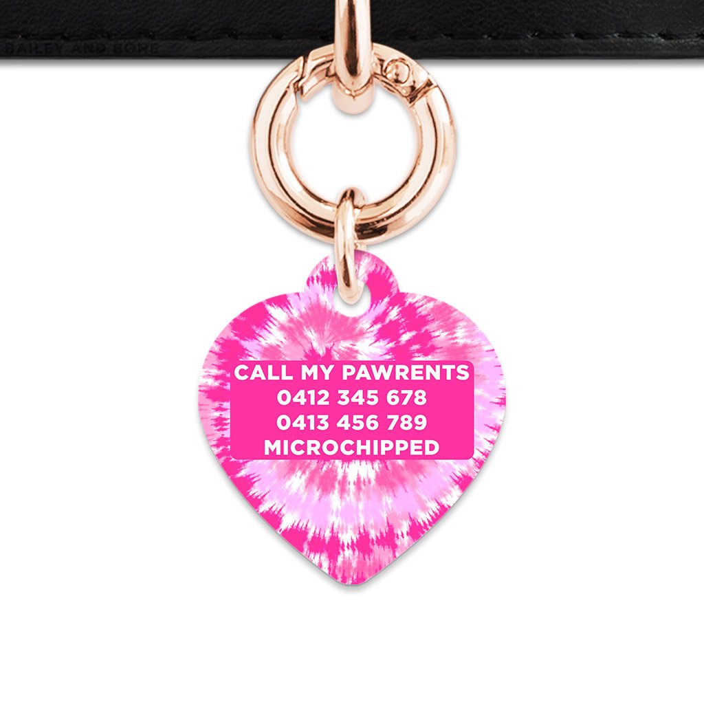 Bailey And Bone Pet ID Tags Pink Tie Dye Pet Tag