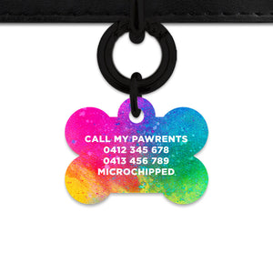 Bailey And Bone Pet ID Tags Rainbow Watercolour Pet Tag