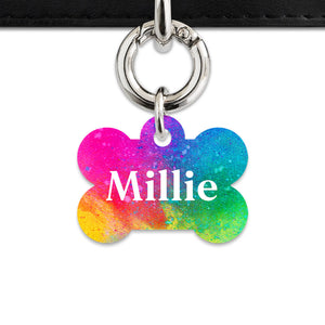 Bailey And Bone Pet ID Tags Rainbow Watercolour Pet Tag