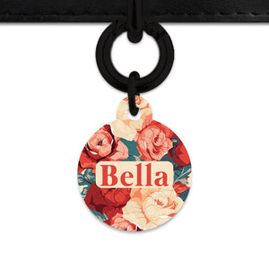 Bailey And Bone Pet Tag Beige And Red Roses Pet Tag