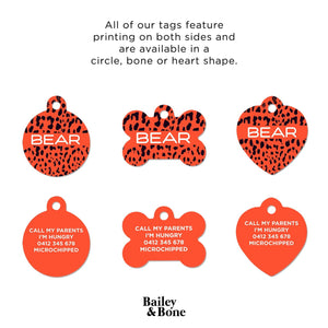 Bailey And Bone Pet Tag Black And Orange Animal Print Pet Tag