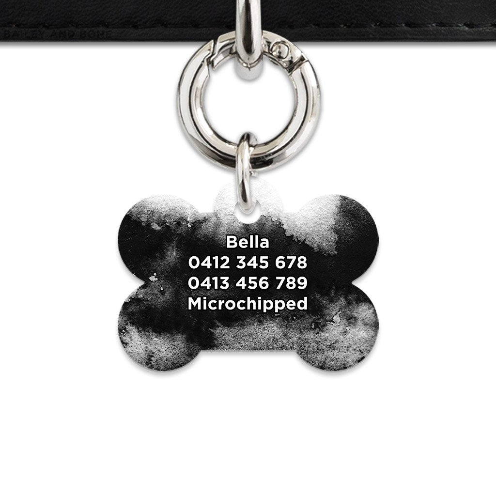 Bailey And Bone Pet Tag Black And White Ink Marble Pet Tag