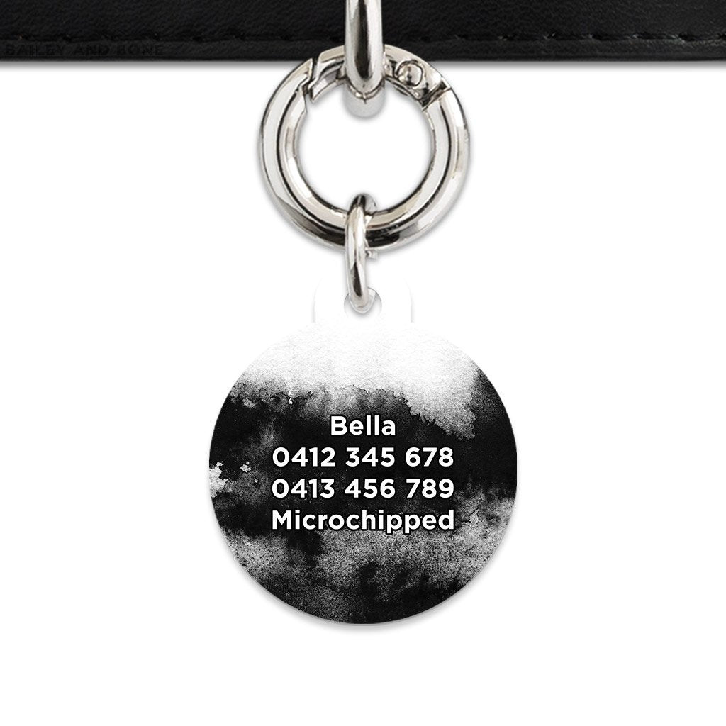 Bailey And Bone Pet Tag Black And White Ink Marble Pet Tag