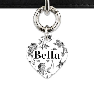 Bailey And Bone Pet Tag Black And White Vintage Roses Pet Tag