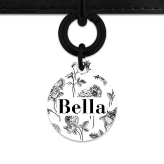 Bailey And Bone Pet Tag Black And White Vintage Roses Pet Tag