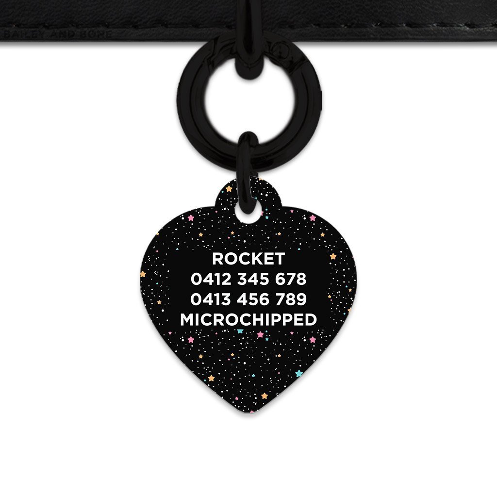Bailey And Bone Pet Tag Black Pastel Stars Pet Tag