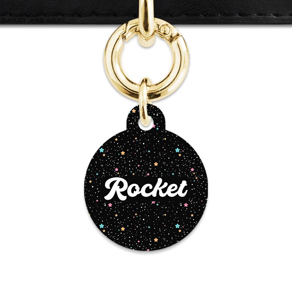 Bailey And Bone Pet Tag Black Pastel Stars Pet Tag