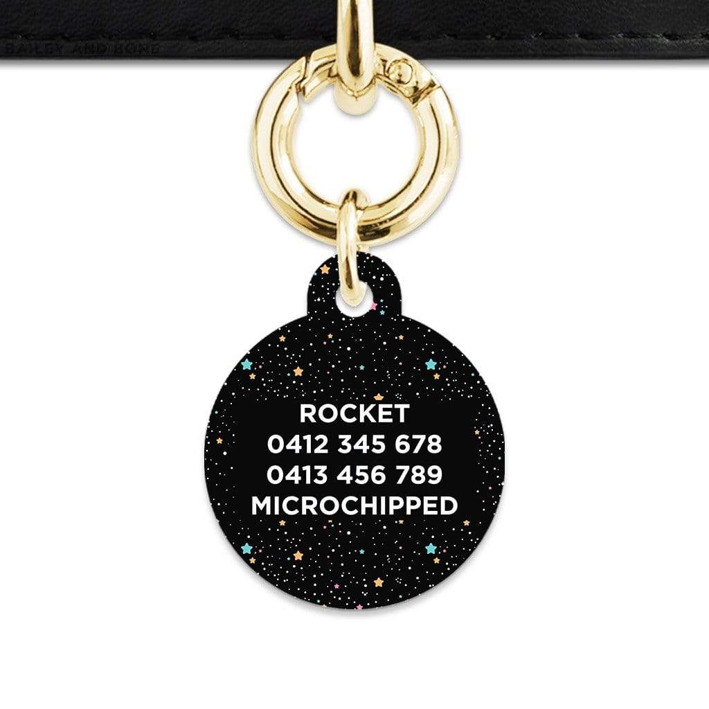 Bailey And Bone Pet Tag Black Pastel Stars Pet Tag