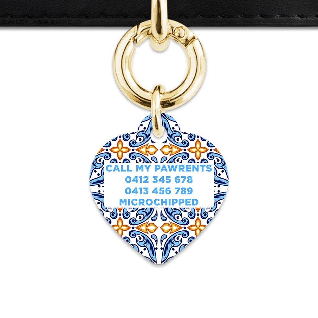 Bailey And Bone Pet Tag Blue And Orange Tiles Pet Tag