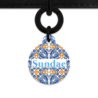Bailey And Bone Pet Tag Blue And Orange Tiles Pet Tag