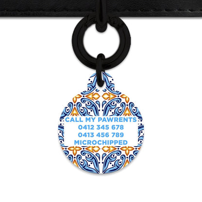 Bailey And Bone Pet Tag Blue And Orange Tiles Pet Tag