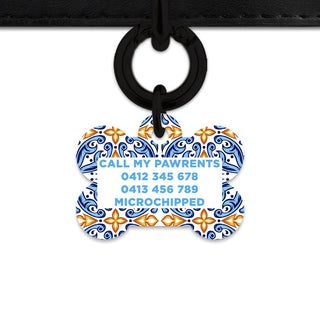 Bailey And Bone Pet Tag Blue And Orange Tiles Pet Tag