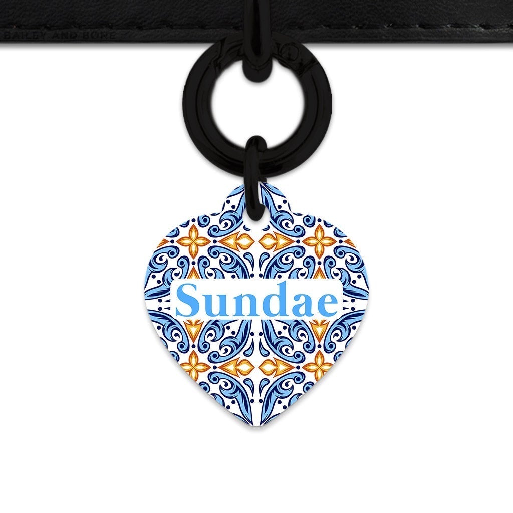 Bailey And Bone Pet Tag Blue And Orange Tiles Pet Tag