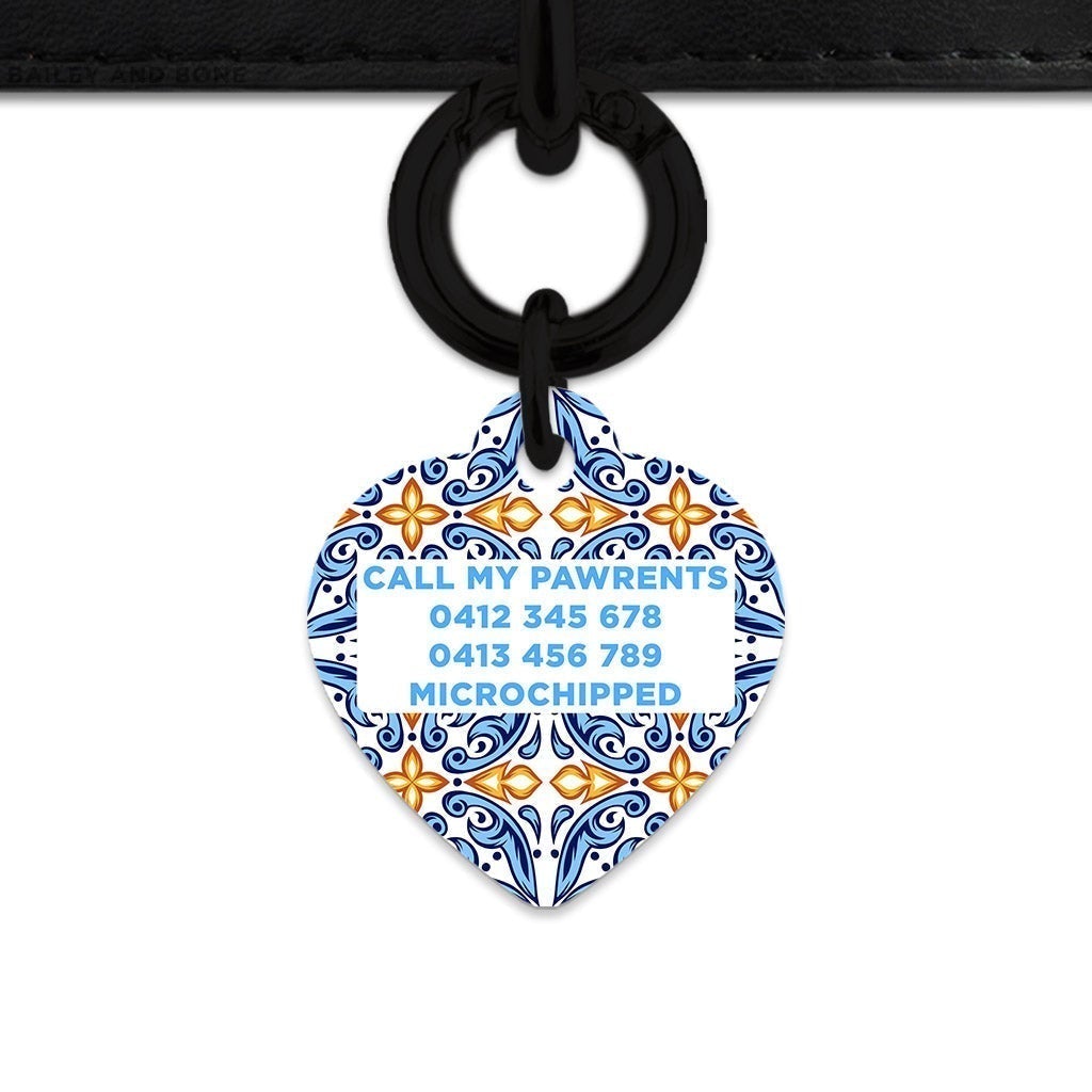 Bailey And Bone Pet Tag Blue And Orange Tiles Pet Tag