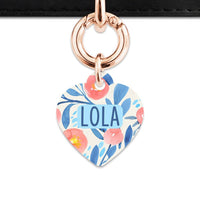 Bailey And Bone Pet Tag Blue And Pink Watercolour Flowers Pet Tag