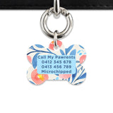 Bailey And Bone Pet Tag Blue And Pink Watercolour Flowers Pet Tag