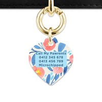 Bailey And Bone Pet Tag Blue And Pink Watercolour Flowers Pet Tag