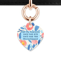 Bailey And Bone Pet Tag Blue And Pink Watercolour Flowers Pet Tag