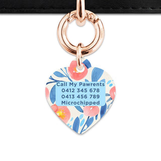 Bailey And Bone Pet Tag Blue And Pink Watercolour Flowers Pet Tag