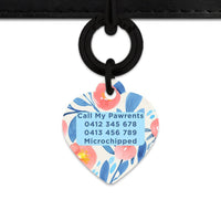 Bailey And Bone Pet Tag Blue And Pink Watercolour Flowers Pet Tag