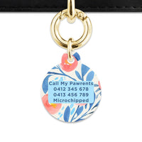 Bailey And Bone Pet Tag Blue And Pink Watercolour Flowers Pet Tag