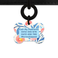 Bailey And Bone Pet Tag Blue And Pink Watercolour Flowers Pet Tag
