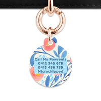 Bailey And Bone Pet Tag Blue And Pink Watercolour Flowers Pet Tag