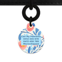 Bailey And Bone Pet Tag Blue And Pink Watercolour Flowers Pet Tag
