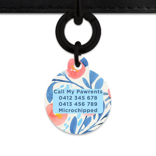 Bailey And Bone Pet Tag Blue And Pink Watercolour Flowers Pet Tag