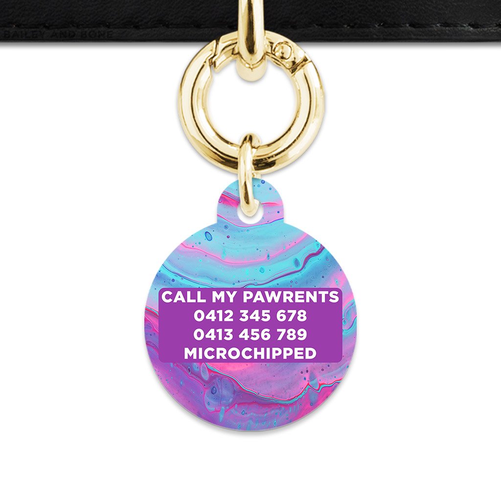 Bailey And Bone Pet Tag Blue And Purple Marble Pet Tag